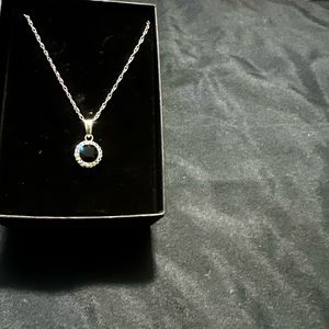 Sterling Silver 18” Black Swarovski Crystal Halo Pendant Necklace